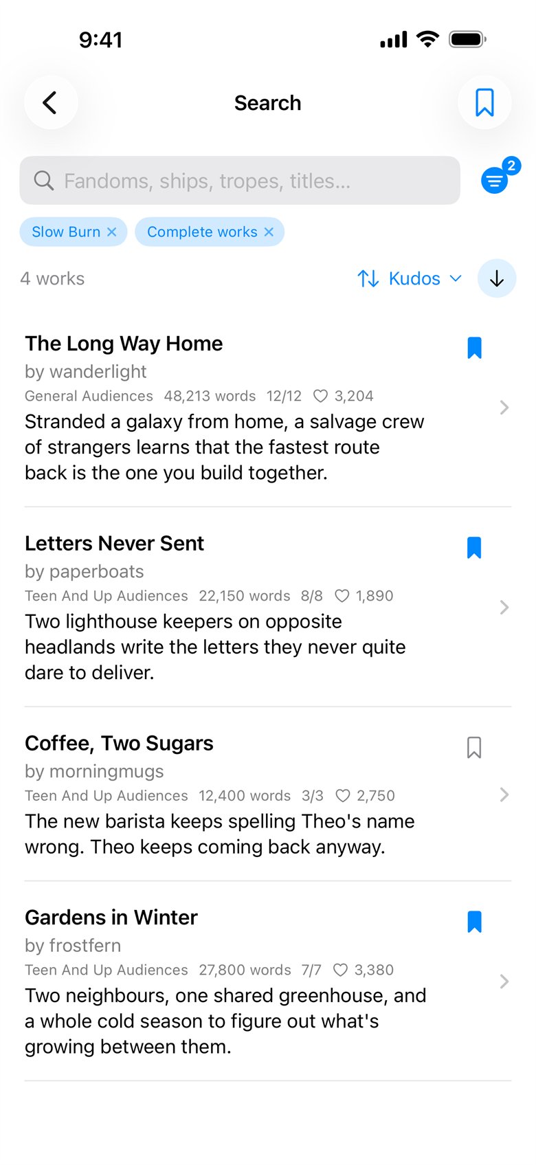 The same search on iPhone